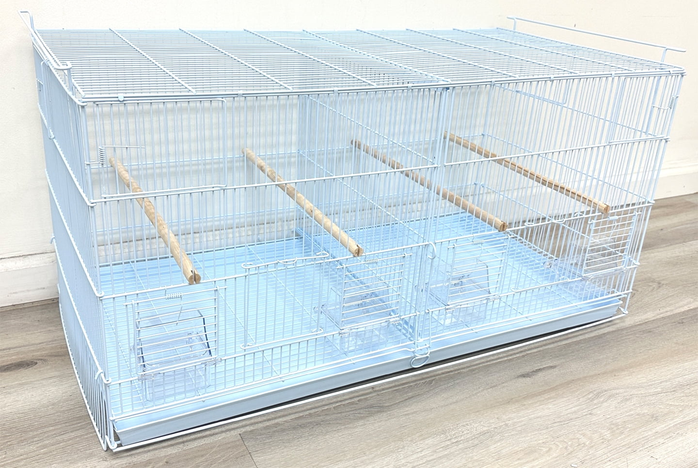 Two of 36" x 18" x 19"H X-LARGE Stack & Lock Double Breeding Breeder Flight Bird Cage Removable Center Dividers Side Breeding Nest Box Doors