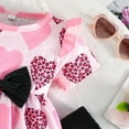 thumbnail image 6 of RMGVDSD Baby Girls Valentine'S Day Outfit Heart Leopard Print Bow Short Sleeve T-Shirt Top And Leggings Pants Summer Two Piece Set Fashion Clothes Outfits, 6 of 9