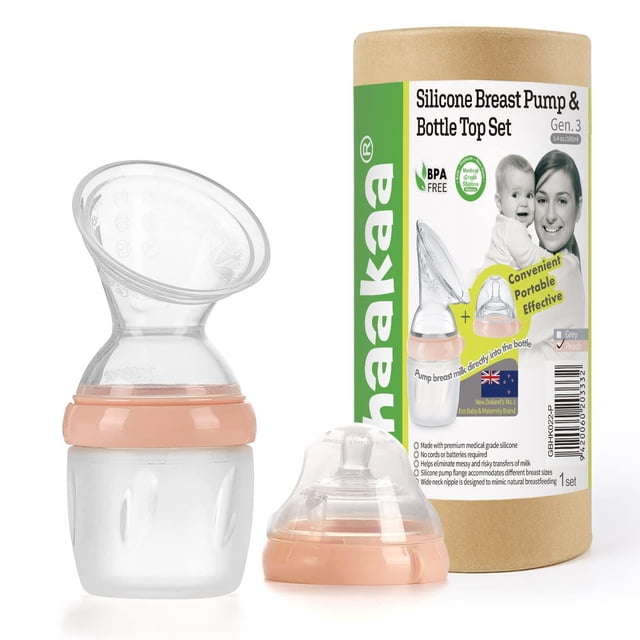 Extractor de Leche de Silicona Haakaa Melocotón 160 ml y Botellas