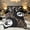 Black Brown C, variant on Feelyou Billiards Y Letter Full Size Bedding Sets for Girls, Chic Bowknot Leopard Print Full Size Bed in a Bag, Black Reversible, 7 Pieces