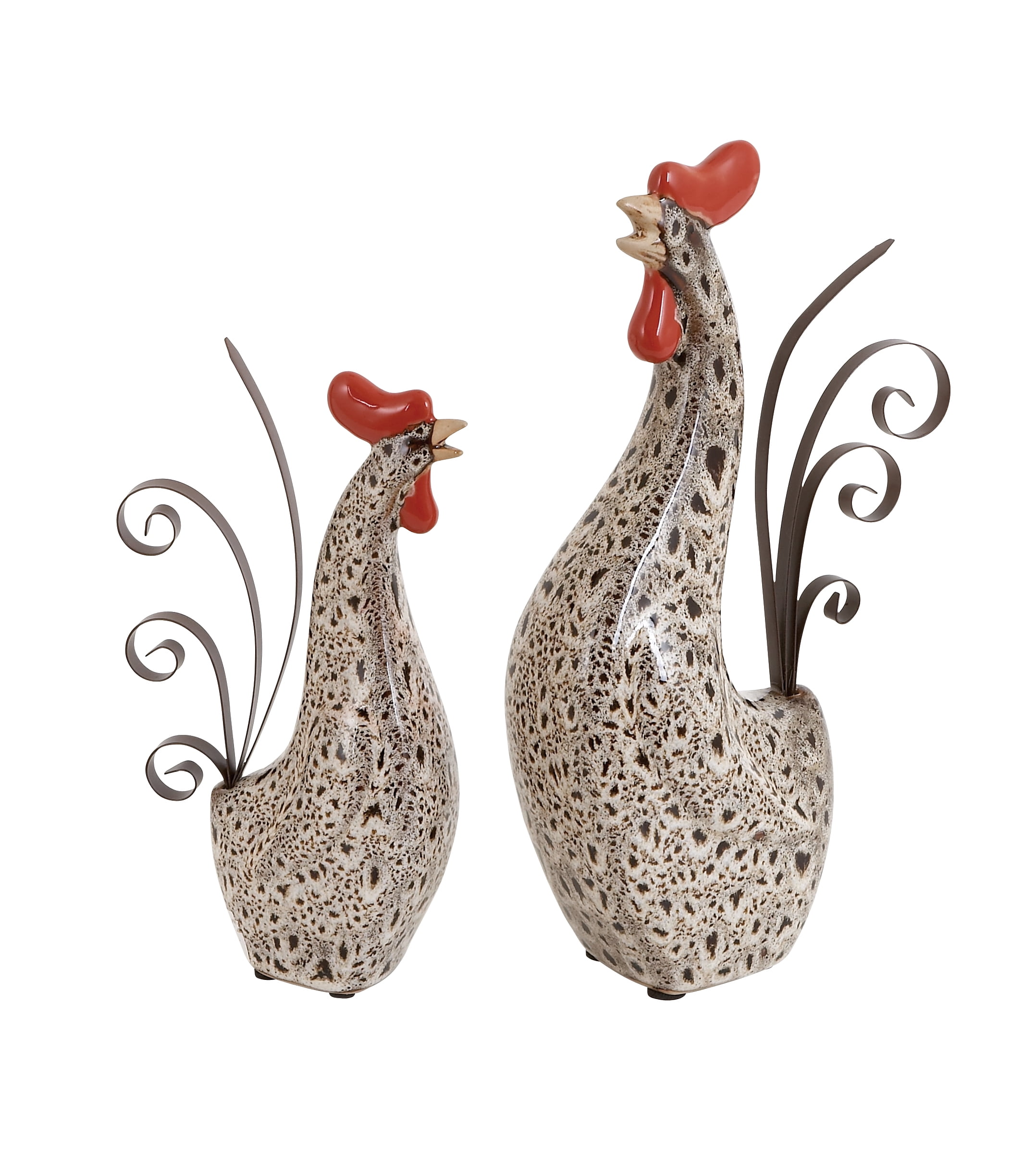 black and white ceramic rooster