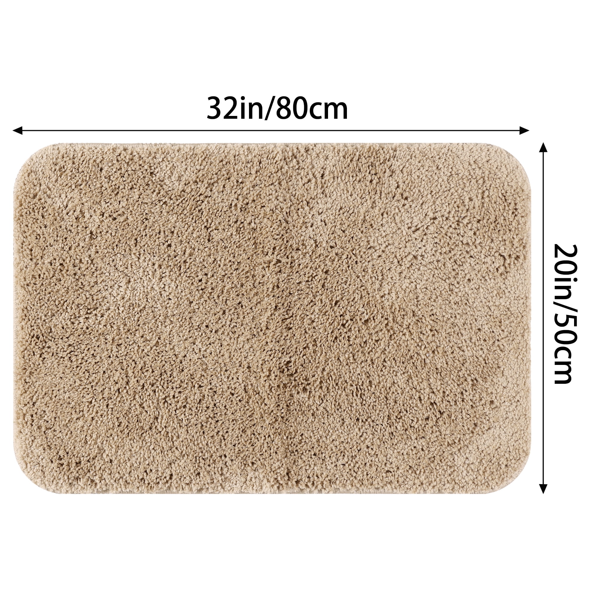 Unique Bargains 2 Pcs Non-Slip Extra Soft Plush Quick Dry Anti Skid Shaggy Bath Mats Khaki/Grey 20" x 32"
