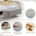 thumbnail image 3 of Storage Ottoman Bench, Modern Faux Fur Upholstered Entryway Bench with Gold Metal Legs, Flip Top Ottoman Stool Footrest for End of Bed Living Room Bedroom, Grey, 3 of 7