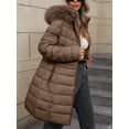 thumbnail image 4 of Giolshon Women's Winter Thickened Quilted Puffer Jacket Zipper Pockets Bubble Coat with Removable Hood and Faux Fur Collar, 4 of 4