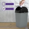 thumbnail image 3 of Superio Compact Slim Trash Can 4.5 Gallon With Swing Top Cover (Gray and Black) 18 Liter, 3 of 6