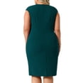 thumbnail image 5 of Agnes Orinda Women's Plus Size Sheath Dress Notched V Neck Sleeveless Casual Midi Pencil Dresses with Zipper 2X Dark Green, 5 of 8