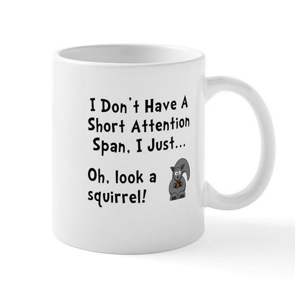 CafePress - Short Attention Mug - 11 oz Ceramic Mug - Novelty Coffee Tea Cup