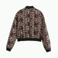 thumbnail image 4 of Towmus Womens Zip Up Jacket Lightweight Leopard Printed Cropped Bomber Jacket Full Zip Cropped Coat Trendy Long Sleeve with Pockets, 4 of 7