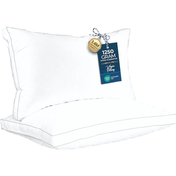 Utopia Bedding King Bed Pillow, 36"L x 18" W, Set of 2, Soft and High-Quality, Gusseted Pillow for All Sleep Positions (White)