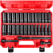 29Pcs 1/2" Socket Set, Drive Deep Impact Socket Set, Including 3 ", 5", 10" Impa