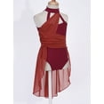 thumbnail image 4 of TTAO Kids Girls Halter Ballet Leotard Wrap Lyrical Dance Dress Ice Skating Stage Perfornance Costume Burgundy 8, 4 of 7