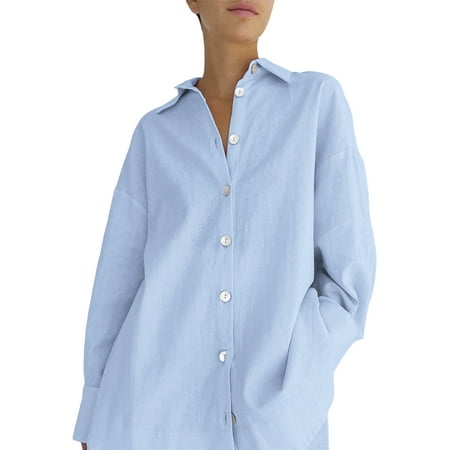 

Women Floral Pajama Set Long Sleeve Shirt + Elastic Waist Shorts