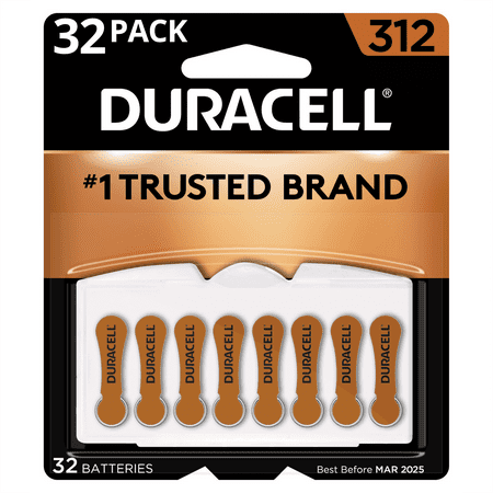 Duracell Hearing Aid Batteries With Easy-Fit Tab, Size 312, 32 Pack