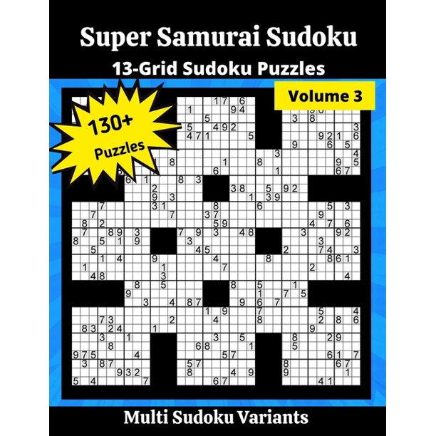 super samurai sudoku super samurai sudoku 3 13 grid sudoku puzzles paperback walmart com
