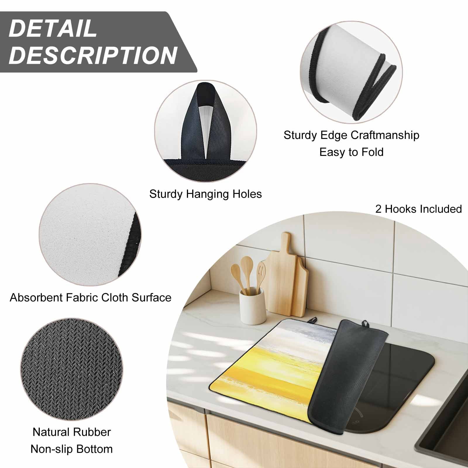Yellow Gray Stove Top Cover for Electric Stove, Heat-proof & Non Slip Glass Top Stove Cover Protector, Modern Abstract Oil Painted Art Kitchen Flat Cooktop Rubber Mat 24x21 Inches