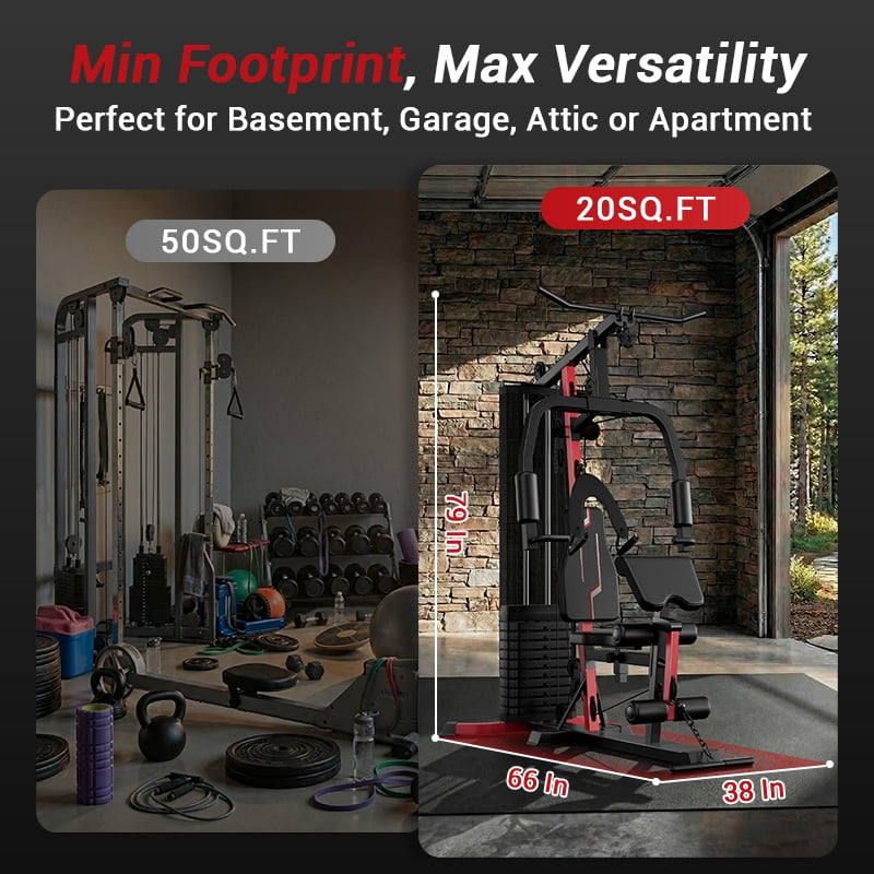 LEZEE Home Gym Station, Workout Station with 160LBS Weight Stack, Home Gym Equipment for All Body Training, One Station.