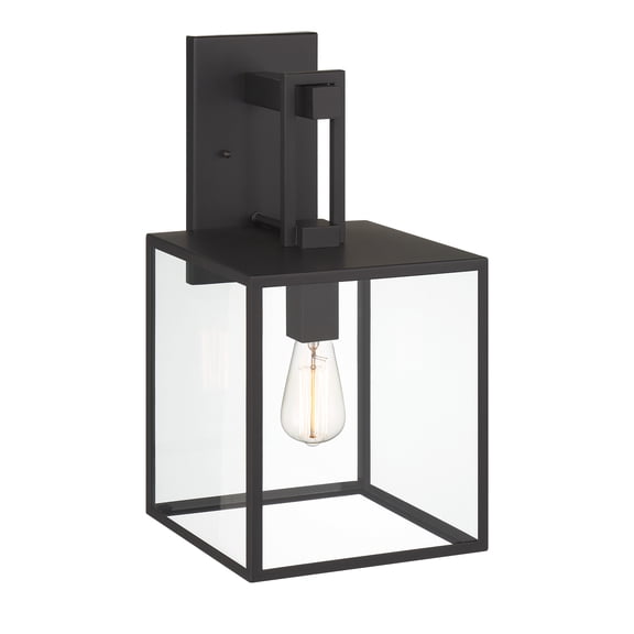 Designers Fountain Preston 18.75 inch 1-Light Matte Black Modern Outdoor Wall Lantern with Clear Glass Shade, D297M-9EW-MB