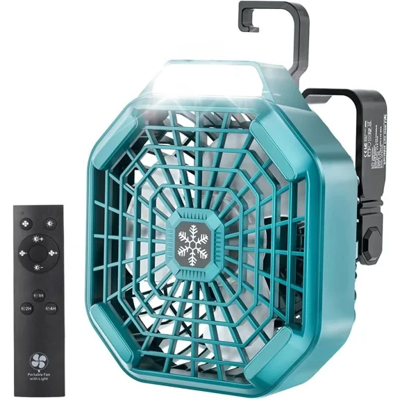 Camping Jobsite Fan For Makita 18V Li-ion Battery Portable with LED Light Remote