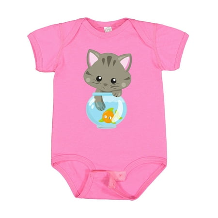 

Inktastic Cute Cat Little Cat Kitty Kitten Fish Bowl Gift Baby Girl Bodysuit
