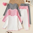 thumbnail image 3 of WXFAZCVU Girls Fall Outfits 3 Pack Heart Print Cotton Long Sleeve and Pants Kids Clothing Set Size 6-9 Months, 3 of 4