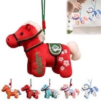 Chinese New Year 2026 Horse Plush Figurine, Lucky Chinese Zodiac Mascot Hanging Decoration for Indoor Outdoor Use, Zodiac New Year Blessing Souvenir(Red)