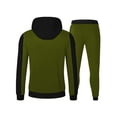 thumbnail image 5 of AWARDER Men's Winter 2-Piece Tracksuit, Colorblock Long Sleeve Zipper Hoodie and Jogger Sweatpants, Warm Fleece Casual Set For Cold Weather Lounging,Army Green,L, 5 of 7