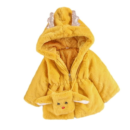 

TUOBARR Kids Baby Girls Winter Solid Cartoon Faux Christmas Wool Sweater Jacket Plus Velvet Thickening Coat Cloak Jacket Thick Warm Outerwear Clothes Yellow(1-6Years)
