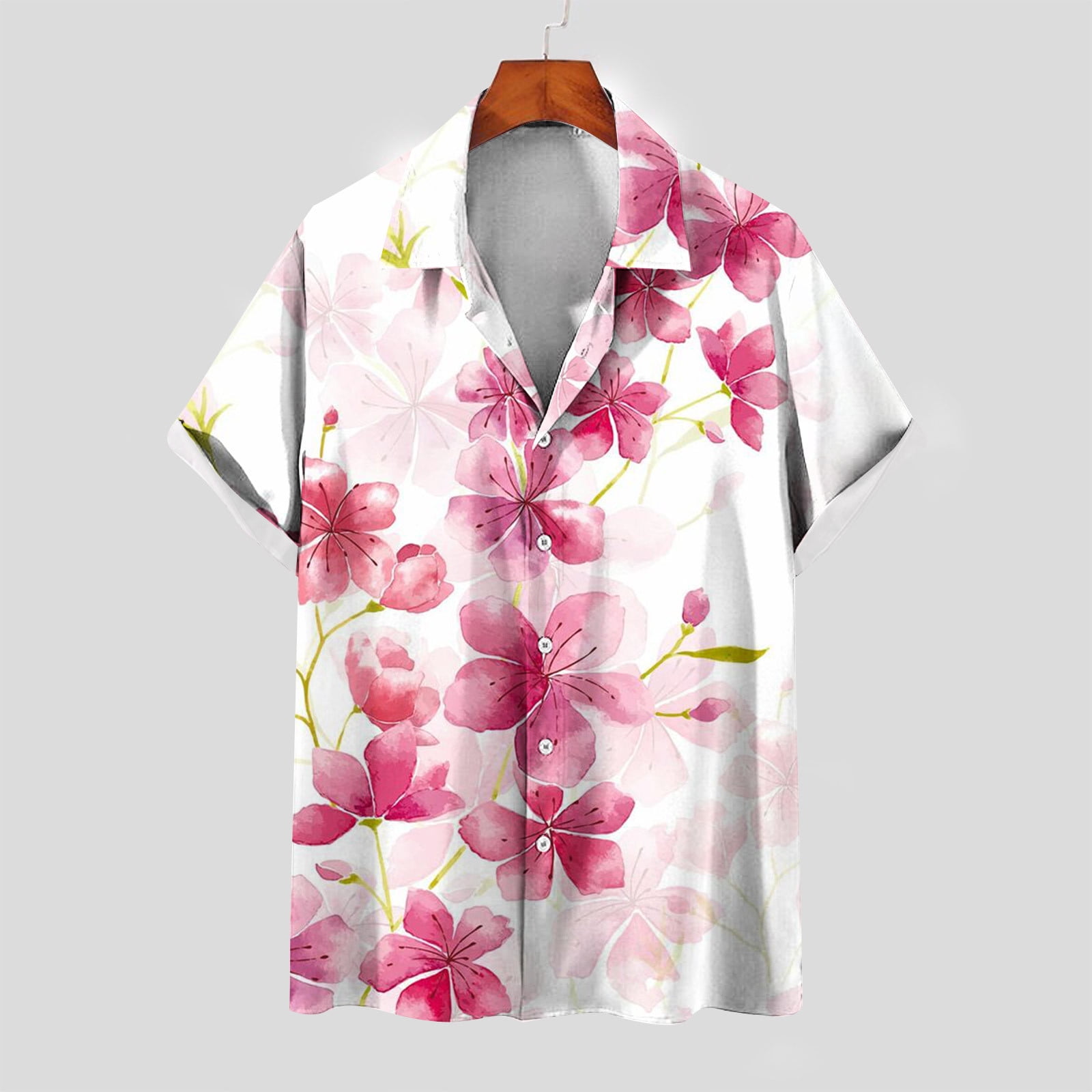 sprezzmensco Bird Print Slim Fit Shirt | Short Sleeve Button Up Shirt | Hawaiian Shirt | Party Shirt | Boyfriend Gift | Vacation Shirt | Casual Shirt