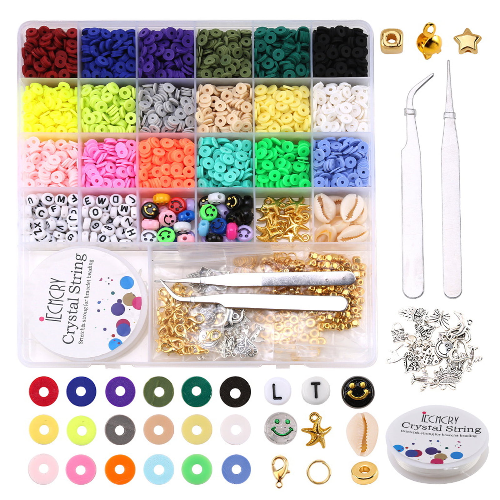 Mandala Crafts Plastic Big Pony Beads Bulk Kit with Organizer Box for Kid  Crafts, Bracelet Jewelry Making, Hair Braiding, Dream Catchers,1200 CT 9mm  Opaque Kaleidoscope 
