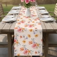 thumbnail image 4 of Spring Flowers Table Runner 72 Inches, Yellow Pink Floral Pastoral Botanical Bed Runner Dresser Scarves Tabletop for Indoor Outdoor Parties/Ceremony/Banquet, 18" x 72", 4 of 9
