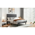 thumbnail image 4 of Sifurni Queen Bed Frame Upholstered Platform Bed with Adjustable Headboard, No Box Spring Needed, Deep Gray, 4 of 9