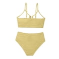 thumbnail image 5 of QURATI Swimwear Women'S Bikini V Neck Cutout Swimsuit High Waist Textured Pleated Swimsuit Yellow XL, 5 of 7