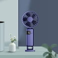 thumbnail image 2 of Mini ventilador plegable de mano con soporte para teléfono, silencioso, pantalla LED, ventilador de escritorio colgante Azul, 2 of 9