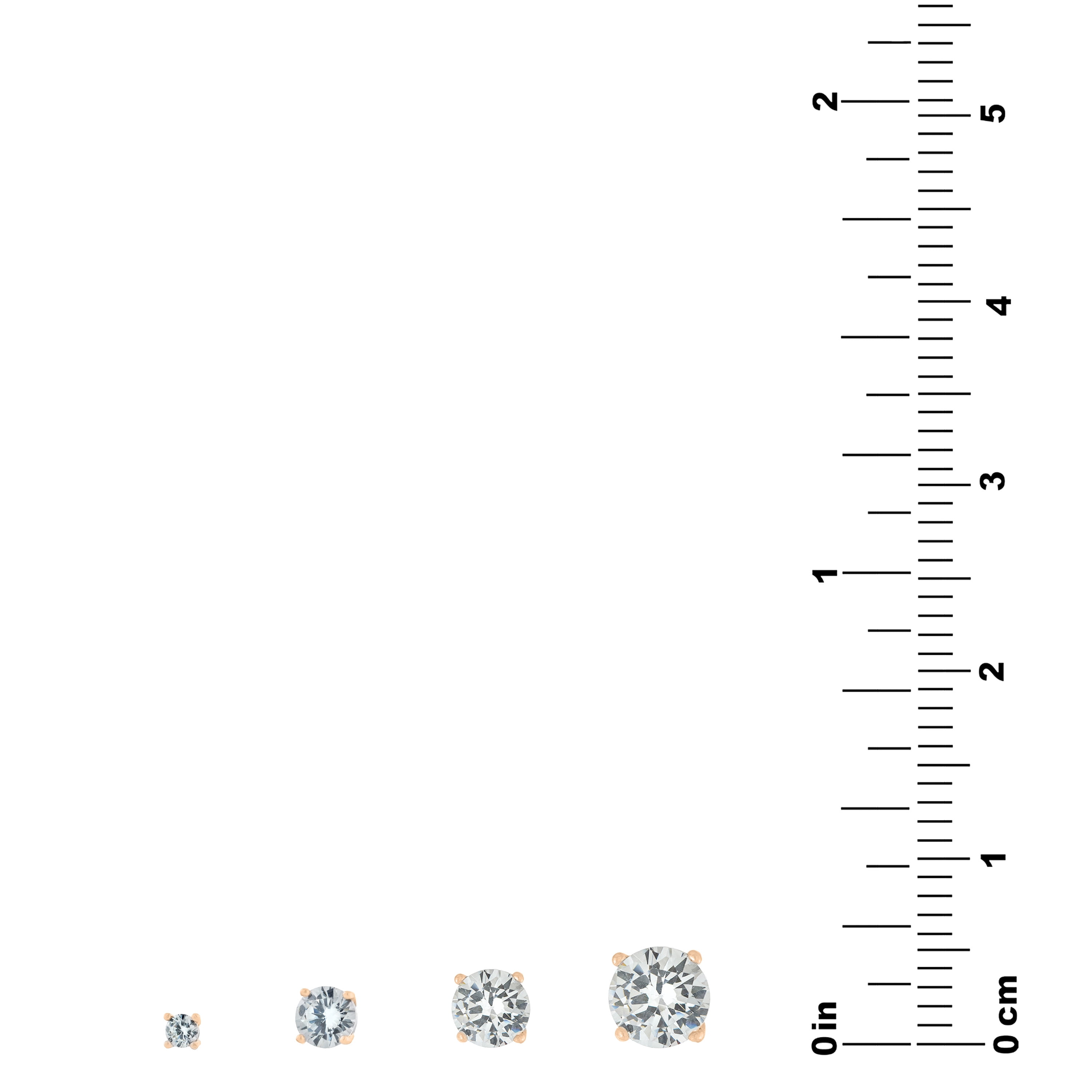 Marisol & Poppy Cubic Zirconia 4-Pair Stud Earrings Set in Rose Gold over Sterling Silver for Women & Teens