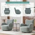 thumbnail image 4 of MOONMISS Boucle Upholstered 360°Swivel Fabric Striped Armrest Leisure Chair for Living room-Mint Green, 4 of 6