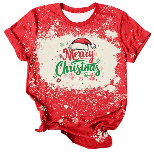 Shorts for Women,Womens Christmas Tops,Womens Fashion Christmas Printed Round Neck Short Sleeved T-Shirt Top,Christmas Tops for Women,Tops for Women