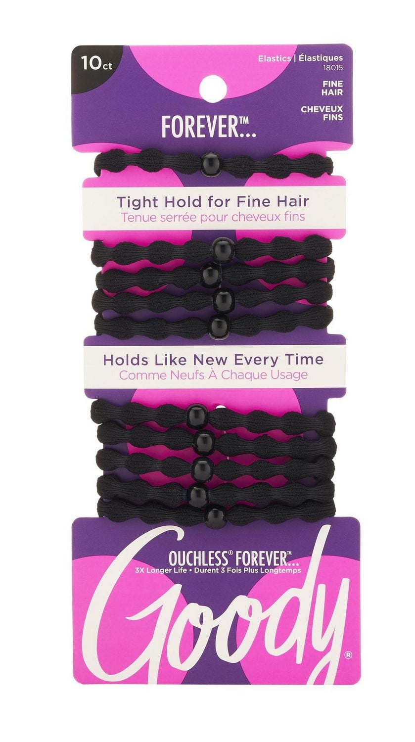 Goody Ouchless Damage-Free Forever - Black Elastics - 10Ct, Goody Elastics.