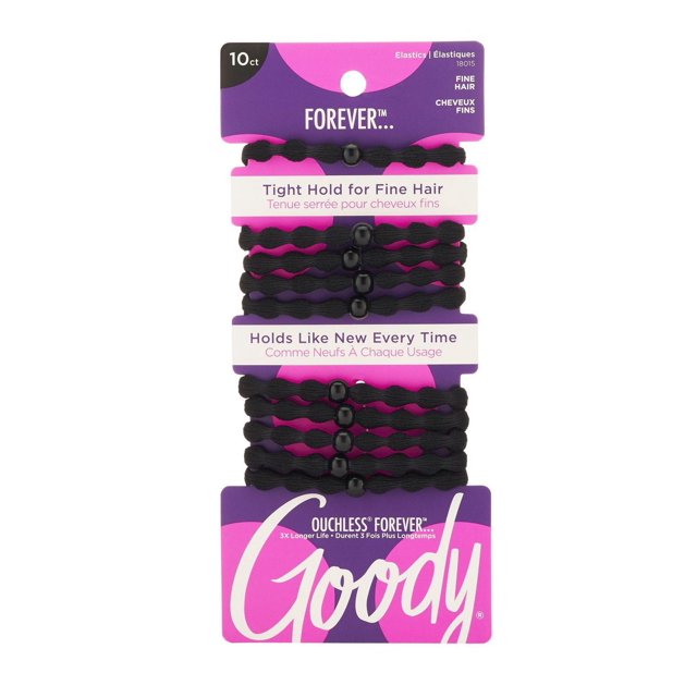 Goody Ouchless Damage-Free Forever - Black Elastics - 10Ct
