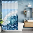 thumbnail image 6 of No Hook Ocean Waves Shower Curtain with Snap in Liner Set, Summer Nautical Coastal Seawater Blue Waterproof Fabric Bathroom Curtains with See Through Top Window, Hotel Style Small 36 x 72 Inch, 6 of 9