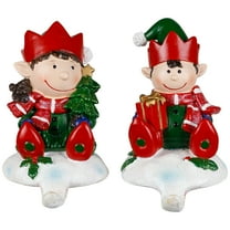 Northlight Festive Elves Christmas Stocking Holders - 5" - Set of 2