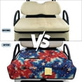 thumbnail image 6 of COEQINE Quilted Golf Cart Seat Cover, Folds Design with Handle for Easy Carry, Universal Fit 51.2x30.3 Inch for EZGO Yamaha Club Car 2-Seater, 4 Front Pockets, Vintage USA US American Flag Tie-dye, 6 of 8