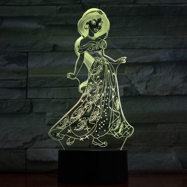 Luz nocturna LED de jazmines 3D que cambia de color para niños