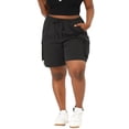 thumbnail image 2 of Women's Plus Size Short Drawstring Elastic Waist Above Knee with Pocket Summer Cargo Shorts Black 4X, 2 of 7