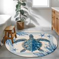 thumbnail image 4 of Round Area Rug 4ft,Summer Ocean Turtle Starfish Seaweed Washable Carpet Non-Slip Runner Accent Rugs Indoor Floor Mat for Bedroom Living Room Decor,Blue Marine Life on Linen, 4 of 9