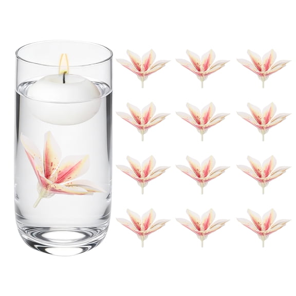 Uxcell 12 Pcs Flores Flotantes para Centros de Mesa, Cabezas de Flores Faux Magnolia Magenta para Velas Flotantes, Relleno de Jarrones, Manualidades DIY, Decoración de Mesa para Fiestas y Bodas