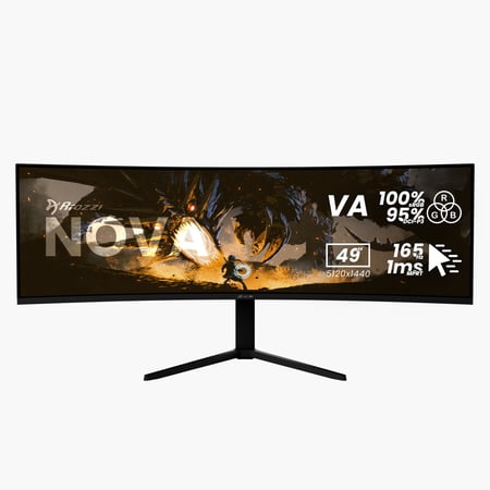 Arozzi – Nova 49" Curved VA Dual QHD 165Hz Super Ultrawide Gaming Monitor – Black