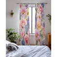 thumbnail image 3 of Purple Pink Floral Sheer Curtains 63 Inch Length 2 Panels Set for Living Room/Bedroom, Spring Farmhouse Country Vintage Flower Kitchen Curtains Grommet Semi-Sheer Curtains Window Treatments 42"x63"x2, 3 of 7