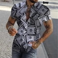 thumbnail image 3 of Camisas con estampado 3D de dólares para hombre, camisas casuales de verano de manga corta ajustadas con botones, blusas y tops para hombre, 3 of 5