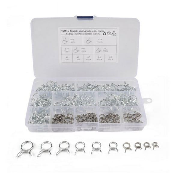 150Pcs/Set Stainless Steel Spring Clip Hose Clamp Fastener Line Hose Water Pipe Air Tube Car Plumbing Tools