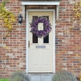 thumbnail image 3 of 21-Inch Large Artificial Forsythia Wreath for Front Door, Purple Spring Summer Floral Wreath for Porch, Wall, Wedding, and Farmhouse Home Decor, Indoor or Outdoor Seasonal Display, 3 of 5